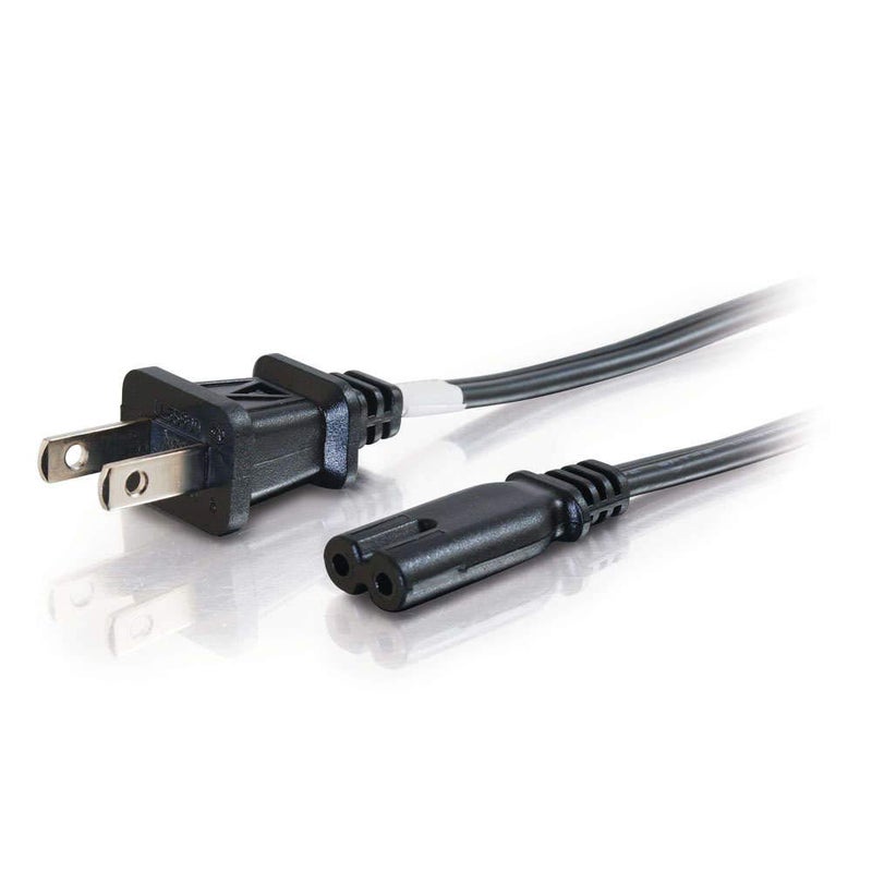 C2G 6ft 18 AWG 2-Slot Non-Polarized Power Cord (NEMA 1-15P to IEC320C7) - Image 1